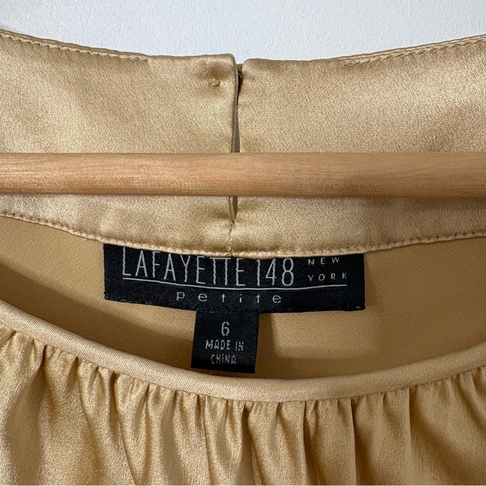 Lafayette 148 New York 100% Silk Gold Sleeveless Blouse Top - Picture 3 of 7